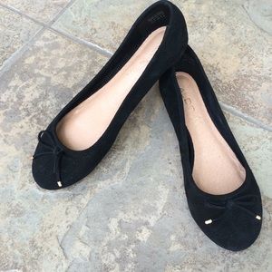 Black suede ballerina flats